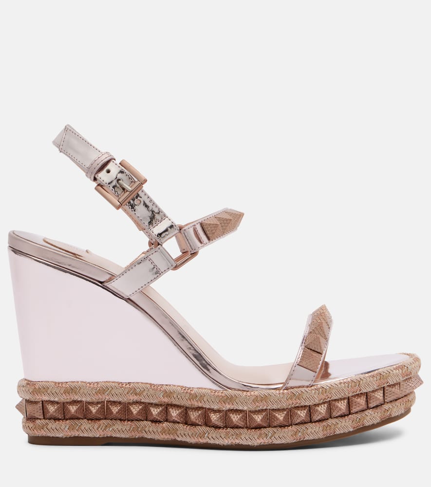 Christian Louboutin Pyraclou 100 Leather Espadrille Sandals In Pink