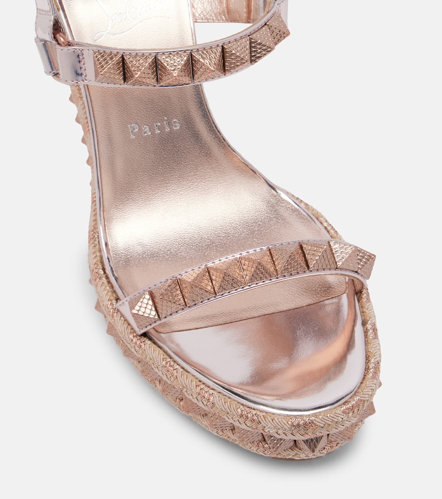Christian Louboutin Pyraclou 100 Leather Espadrille Sandals In Pink