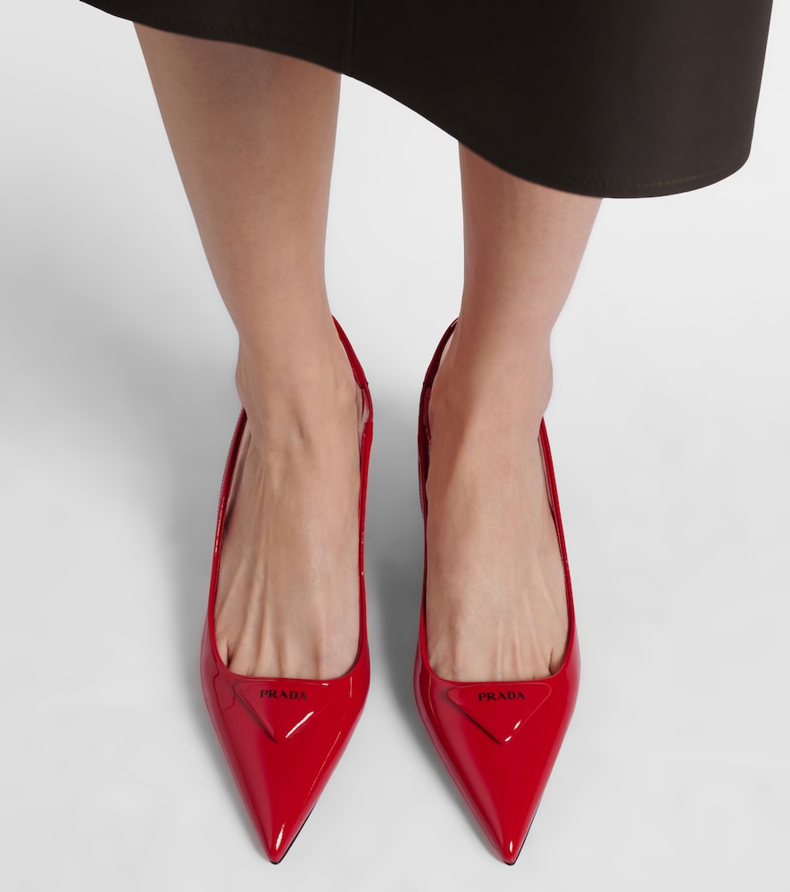 Prada 55 patent leather slingback pumps