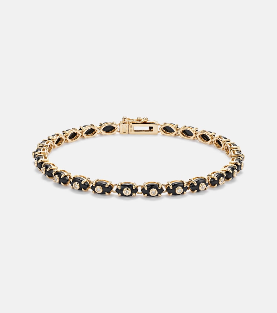 Armband Carved Stone Tiny aus 14kt Gelbgold mit Diamanten und Onyx
