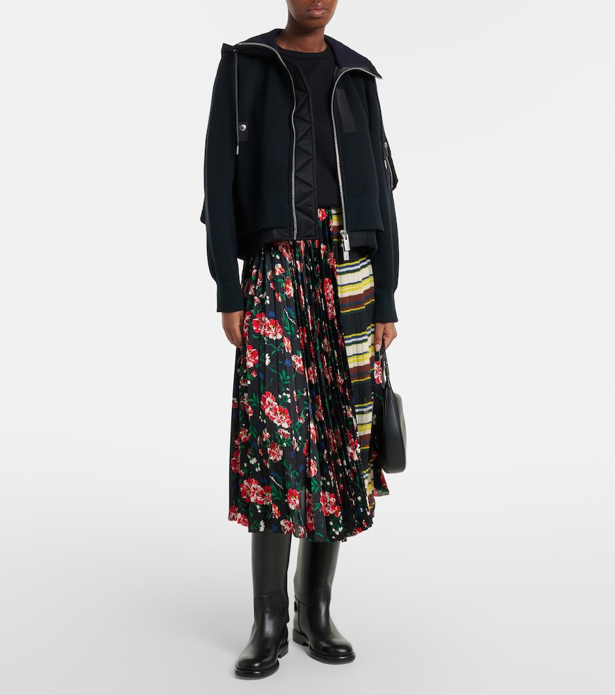  Sacai Sacai Printed Plisse Midi Skirt 