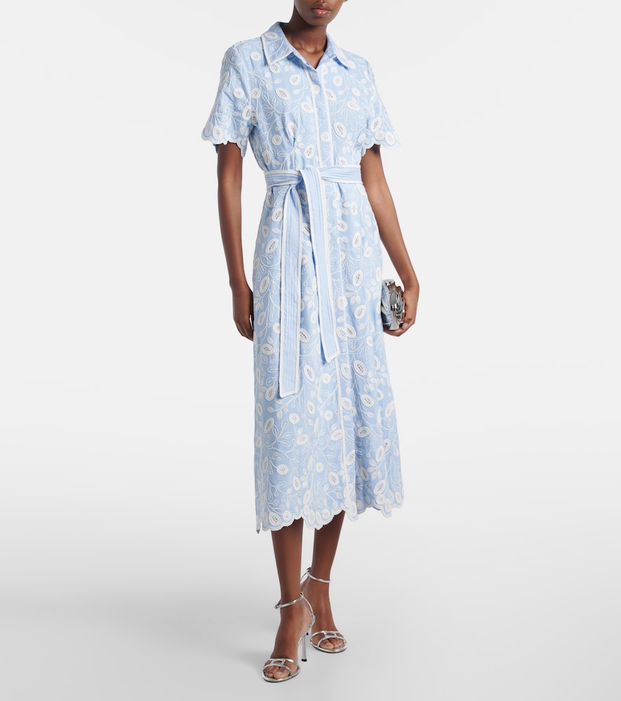 Simkhai Audria embroidered linen-blend midi dress