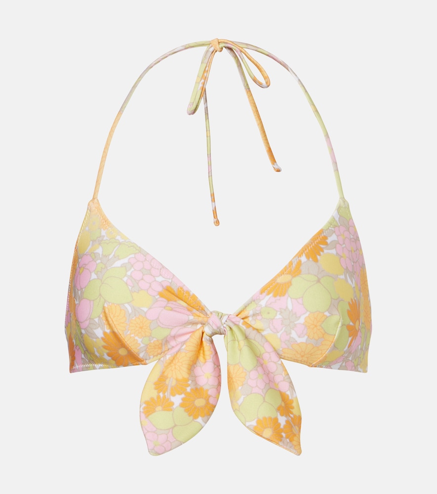 Chloé Bow-detail floral bikini top