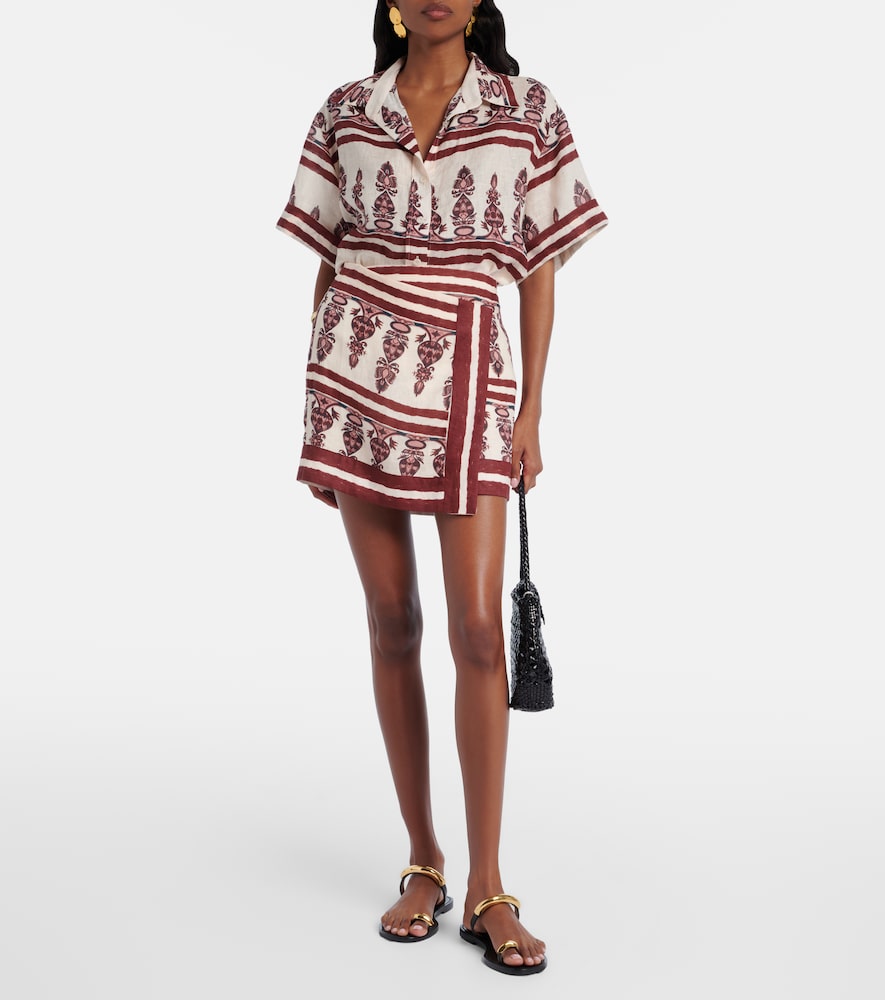 Johanna Ortiz Printed linen wrap skirt