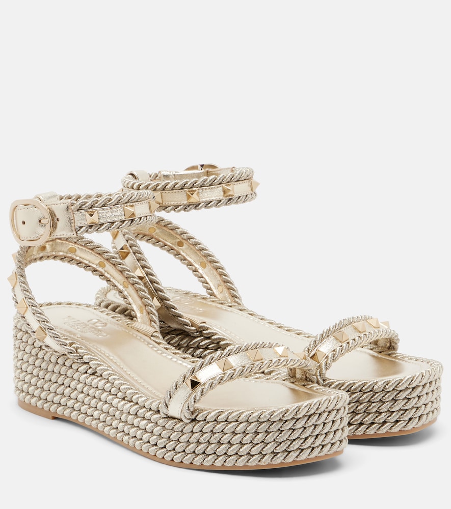 Sandali con zeppa Rockstud Torchon in pelle