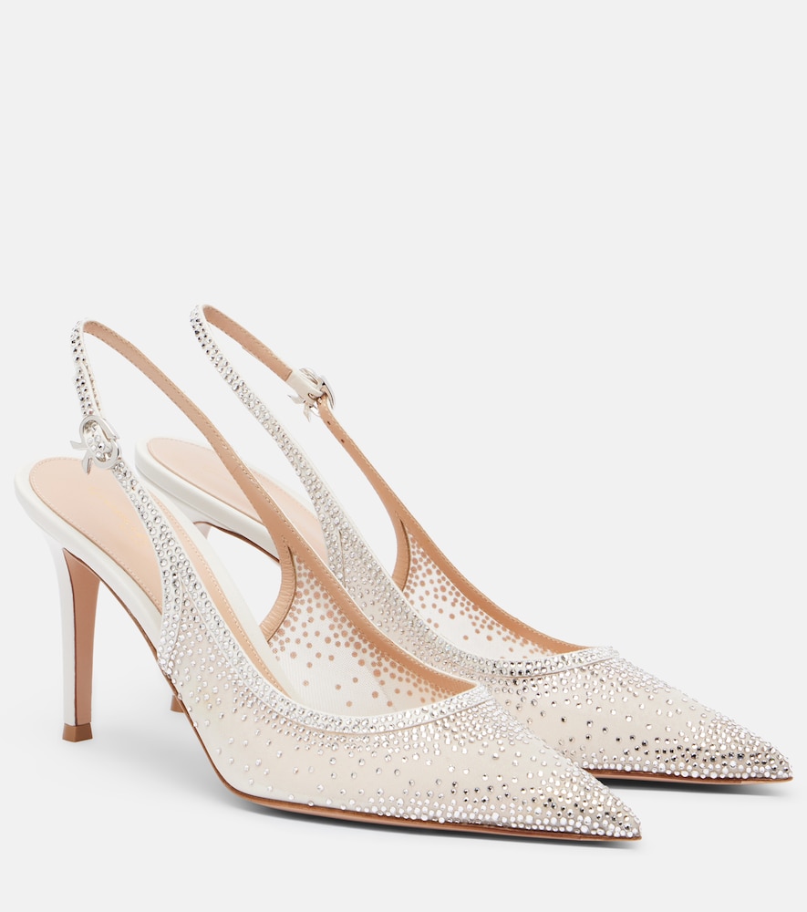 Pumps slingback Regina con pelle e cristalli
