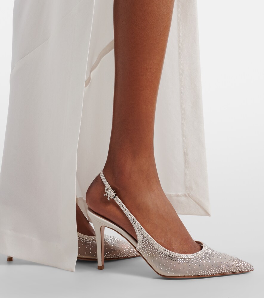 Gianvito Rossi Regina embellished leather slingback pumps