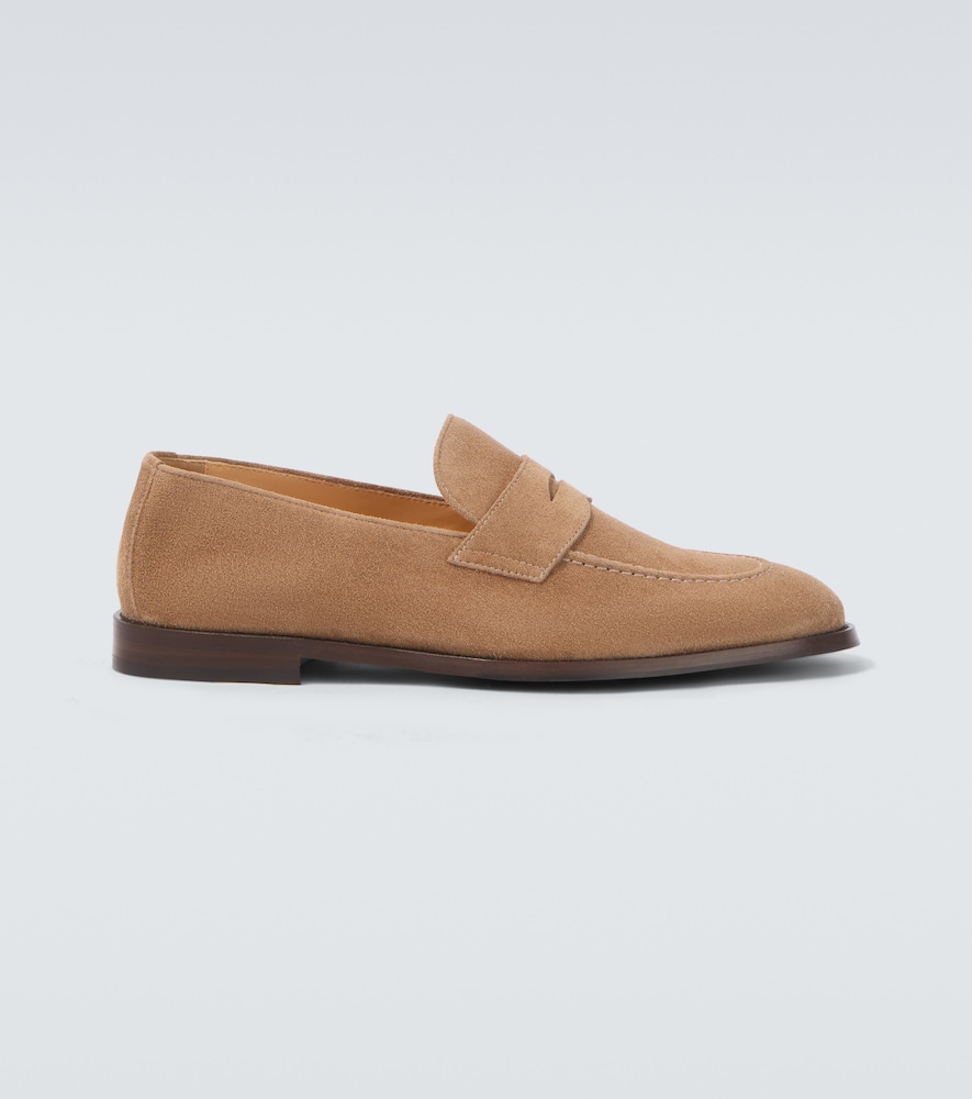 Brunello Cucinelli Men's Beige Suede Penny Loafers UK Size 10.5 - Mytheresa