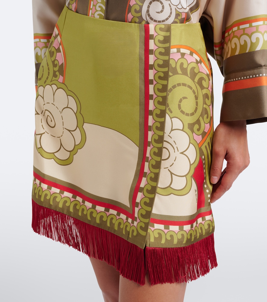 La DoubleJ Printed fringe-trimmed silk miniskirt | Thumbnail 5