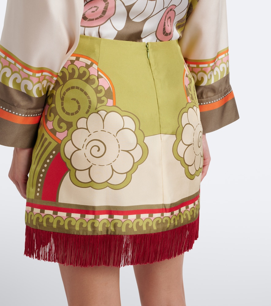 La DoubleJ Printed fringe-trimmed silk miniskirt | Thumbnail 4