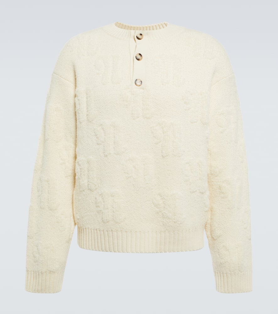 Nanushka Wool And Nylon Figlo 3-buttons Sweater In Ecru