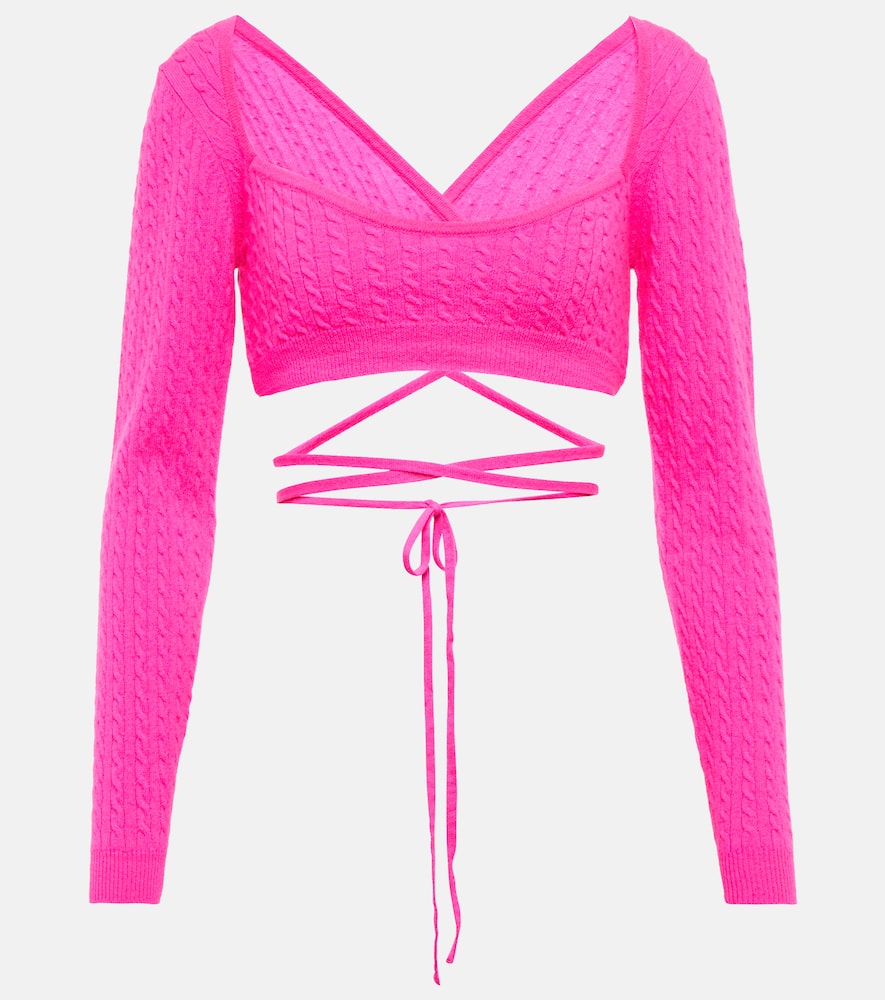 Patou Cropped Tie-fastening Top In Pink