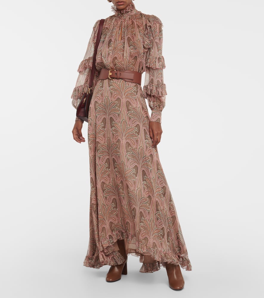 Etro Ruffled Paisley-print Silk Blouse In Multicoloured