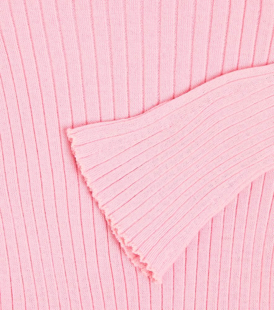 Versace Ribbed-knit Side-button Jumper In Pink