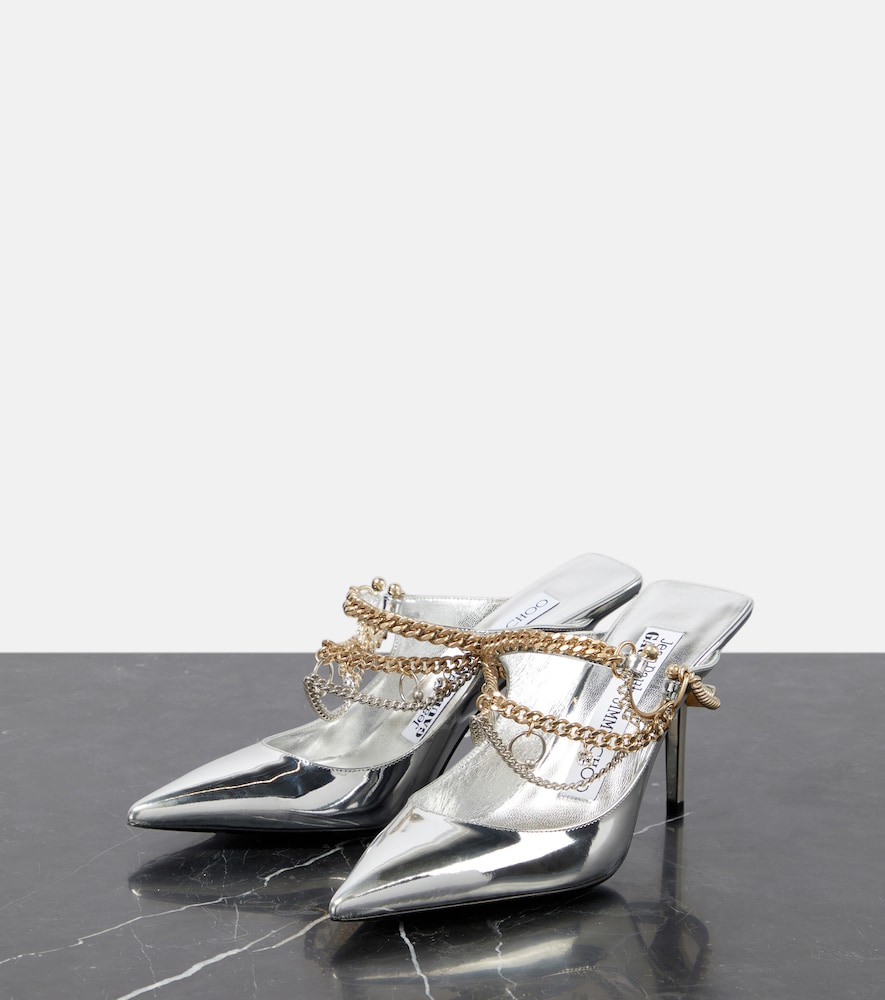  Jimmy Choo Jimmy Choo X Jean Paul Gaultier Verzierte Mules Aus Metallic-leder 