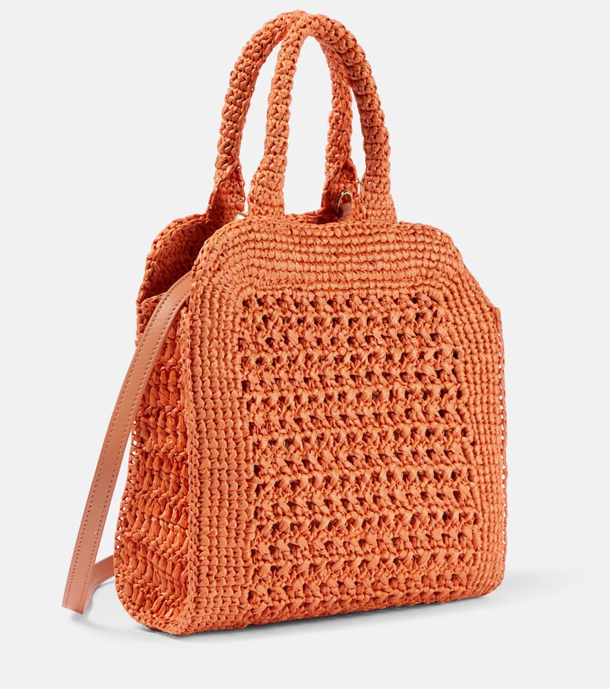 Miu Miu Small Raffia Tote Bag In Orange