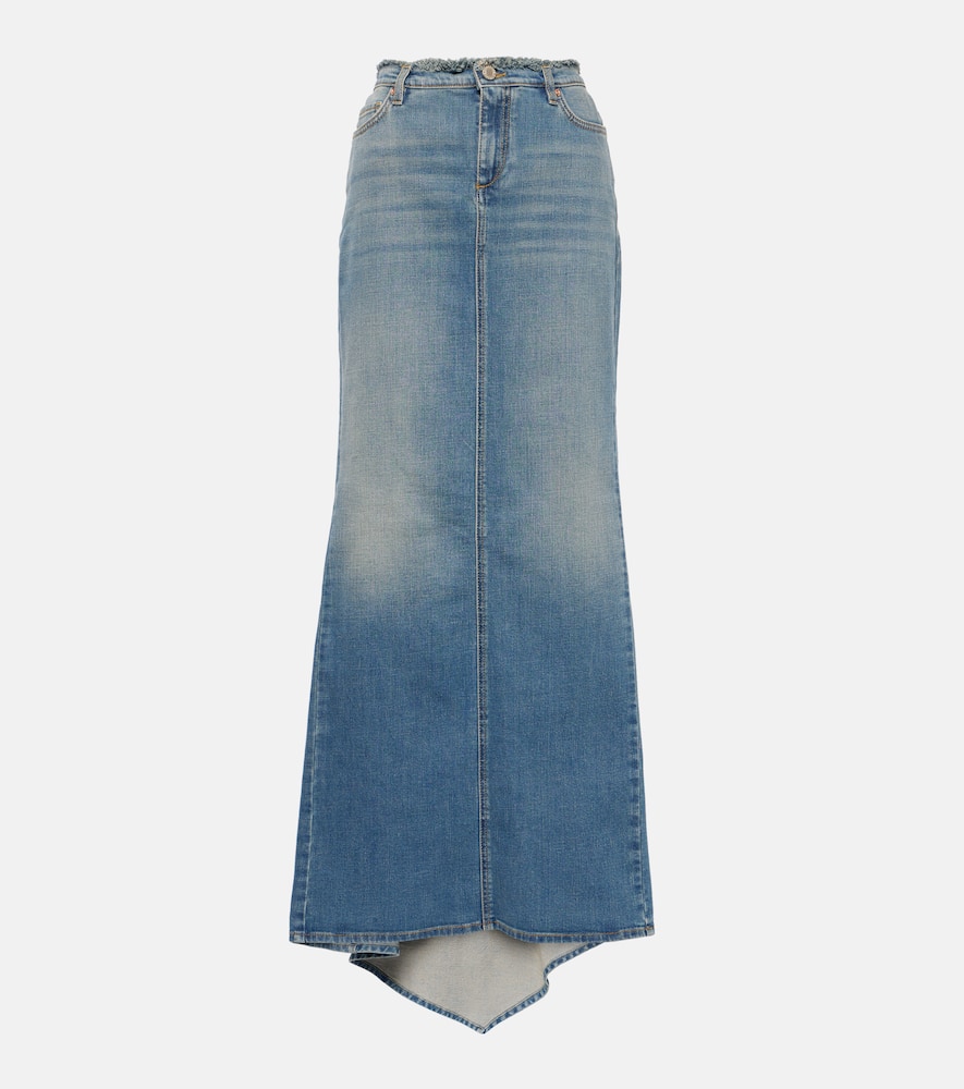 Dorothee Schumacher Frayed-edge Long Denim Skirt In Blue