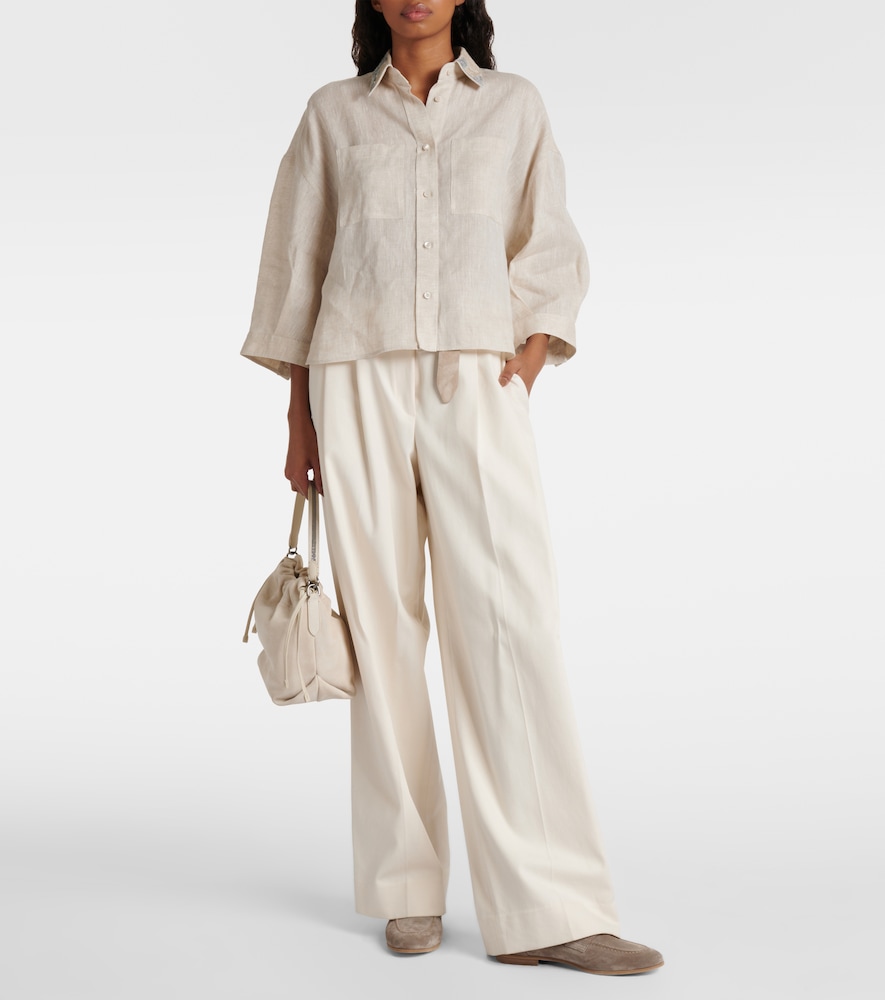 Brunello Cucinelli Embellished linen shirt