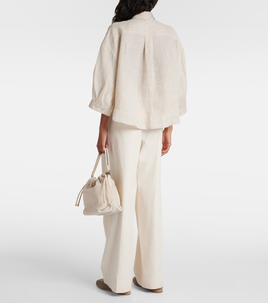  Brunello Cucinelli Brunello Cucinelli Verziertes Hemd Aus Leinen 