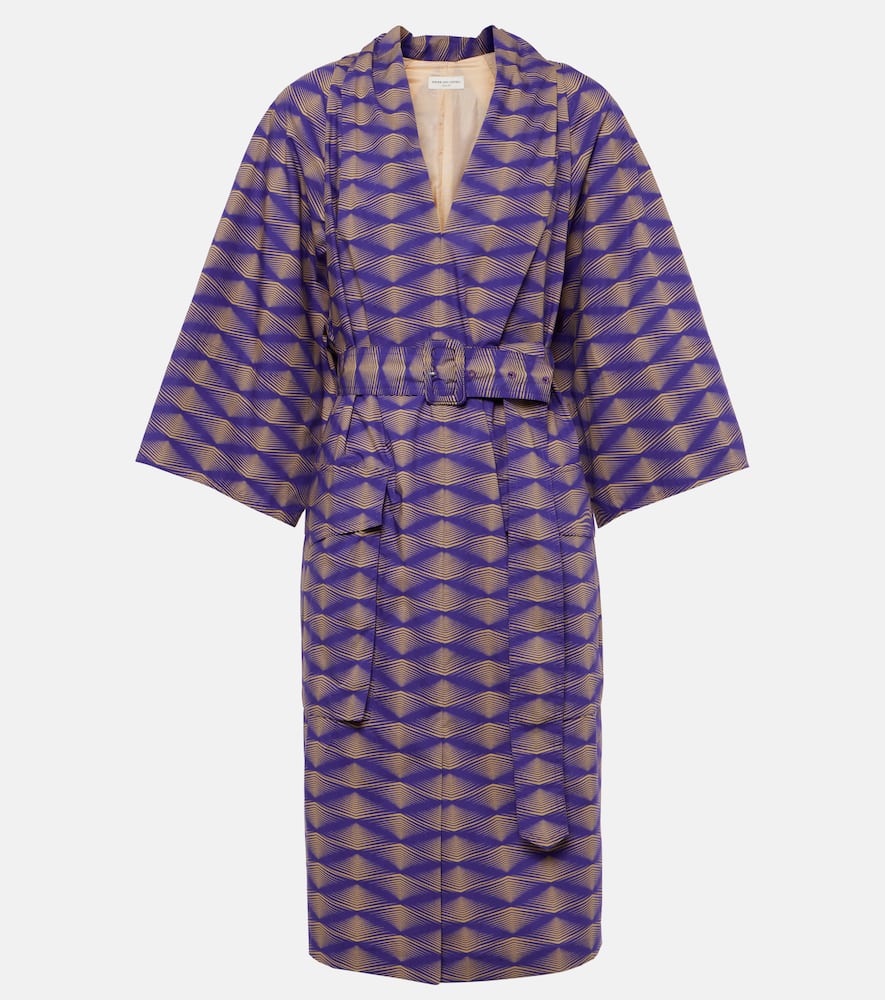 Dries Van Noten Debrasa Abstract-print Belted Dress In Purple