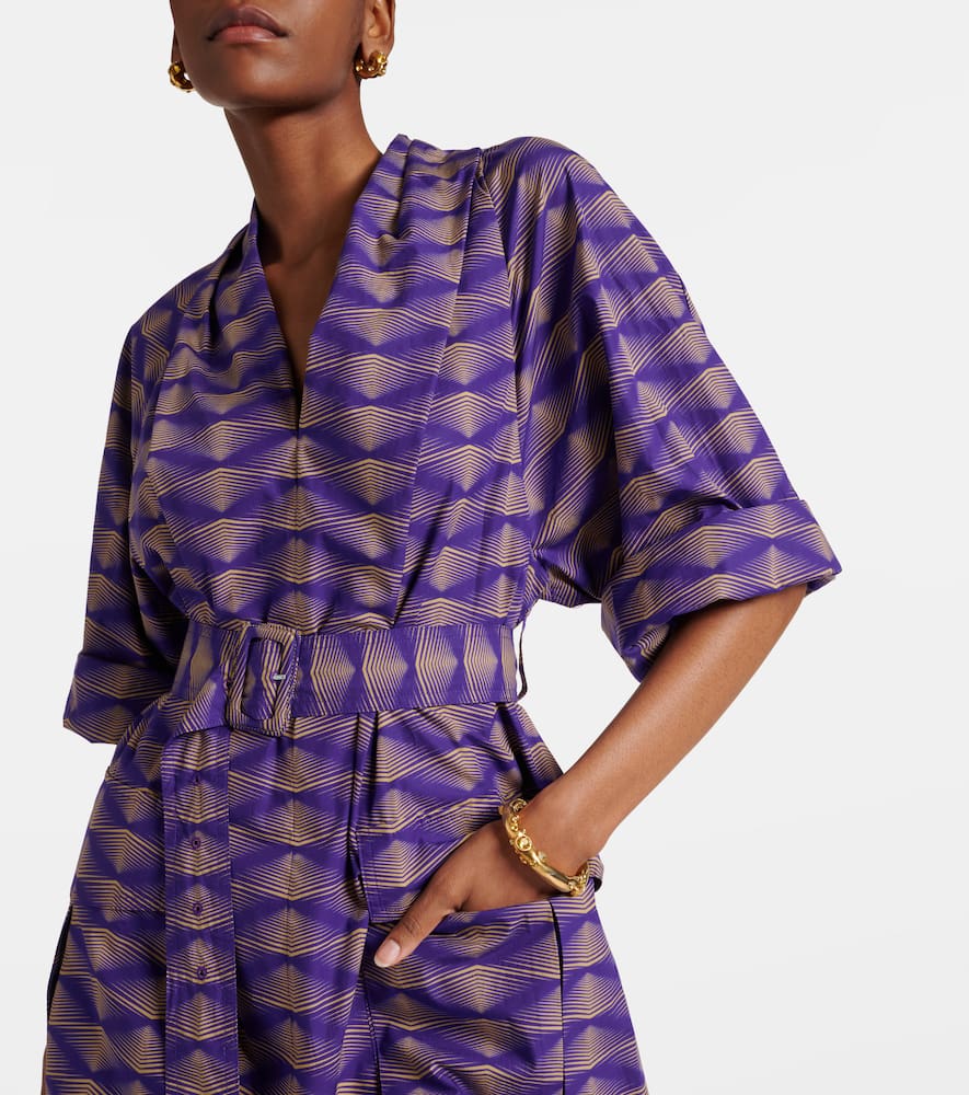 Dries Van Noten Debrasa Abstract-print Belted Dress In Purple