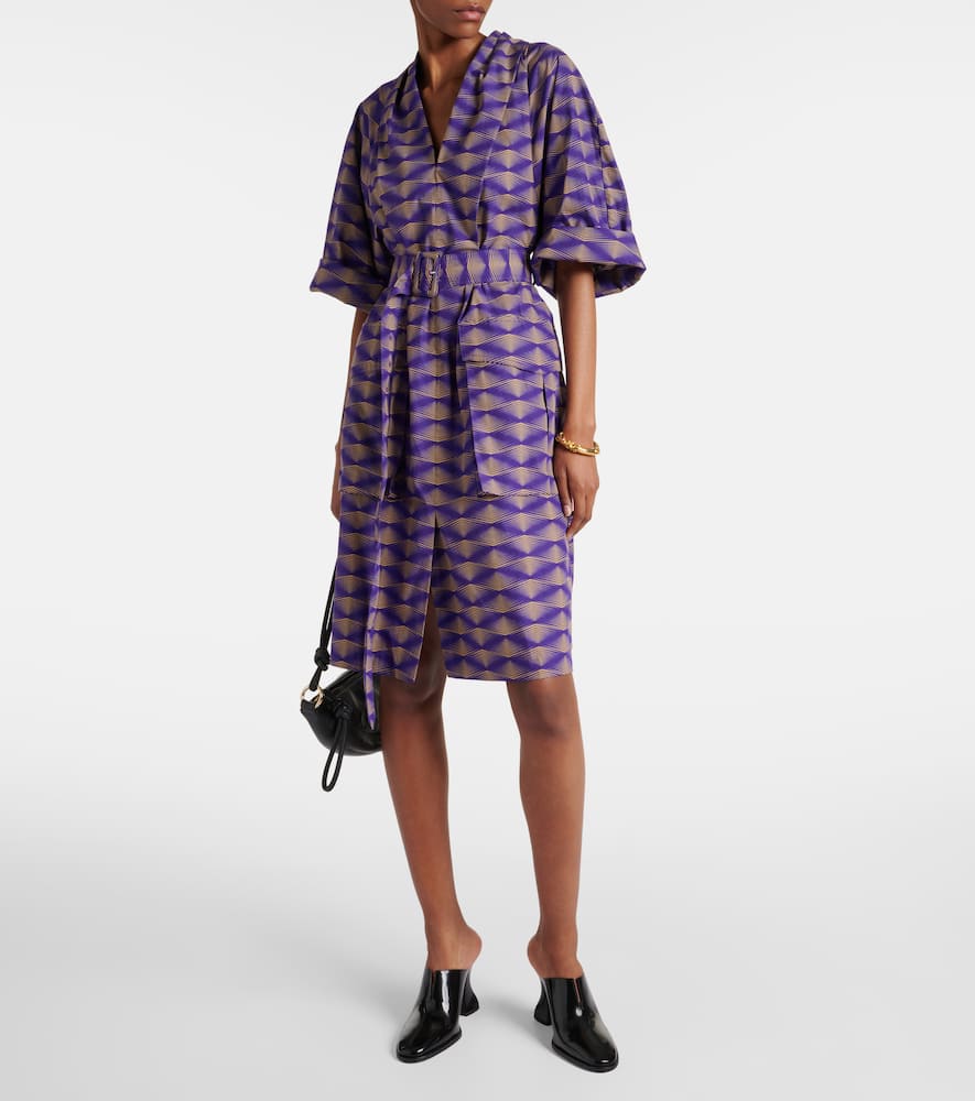 Dries Van Noten Debrasa Abstract-print Belted Dress In Purple
