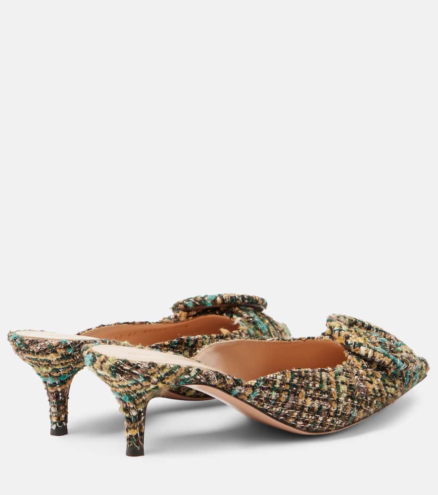 Gianvito Rossi Portofino 55 Tweed Mules In Brown