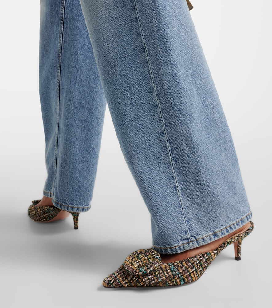 Gianvito Rossi Portofino 55 Tweed Mules In Brown