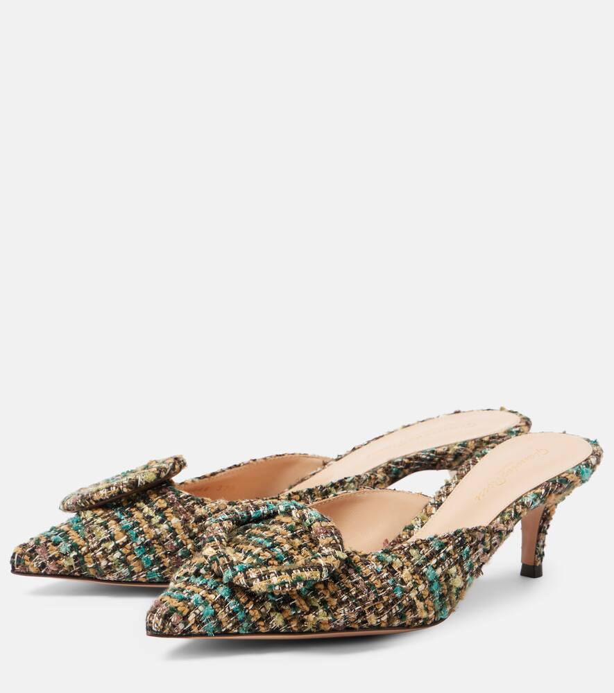 Gianvito Rossi Portofino 55 Tweed Mules In Brown