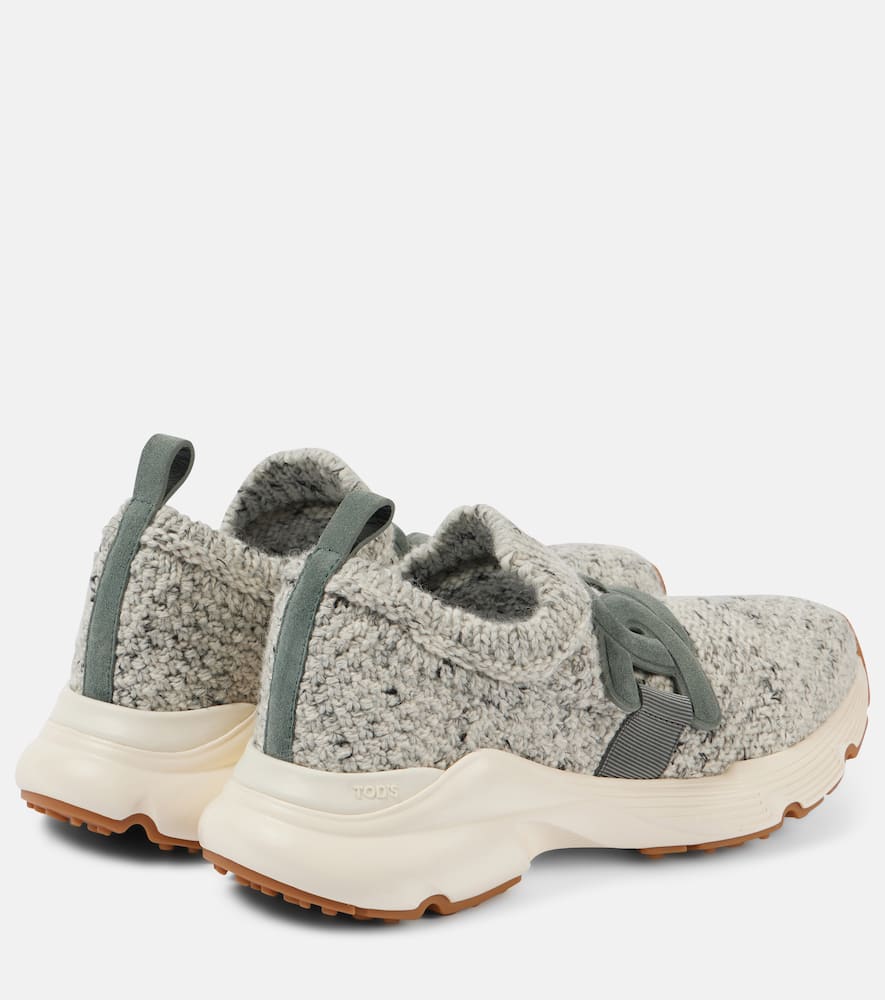 Shop Tod's Kate Knitted Sneakers In Grey