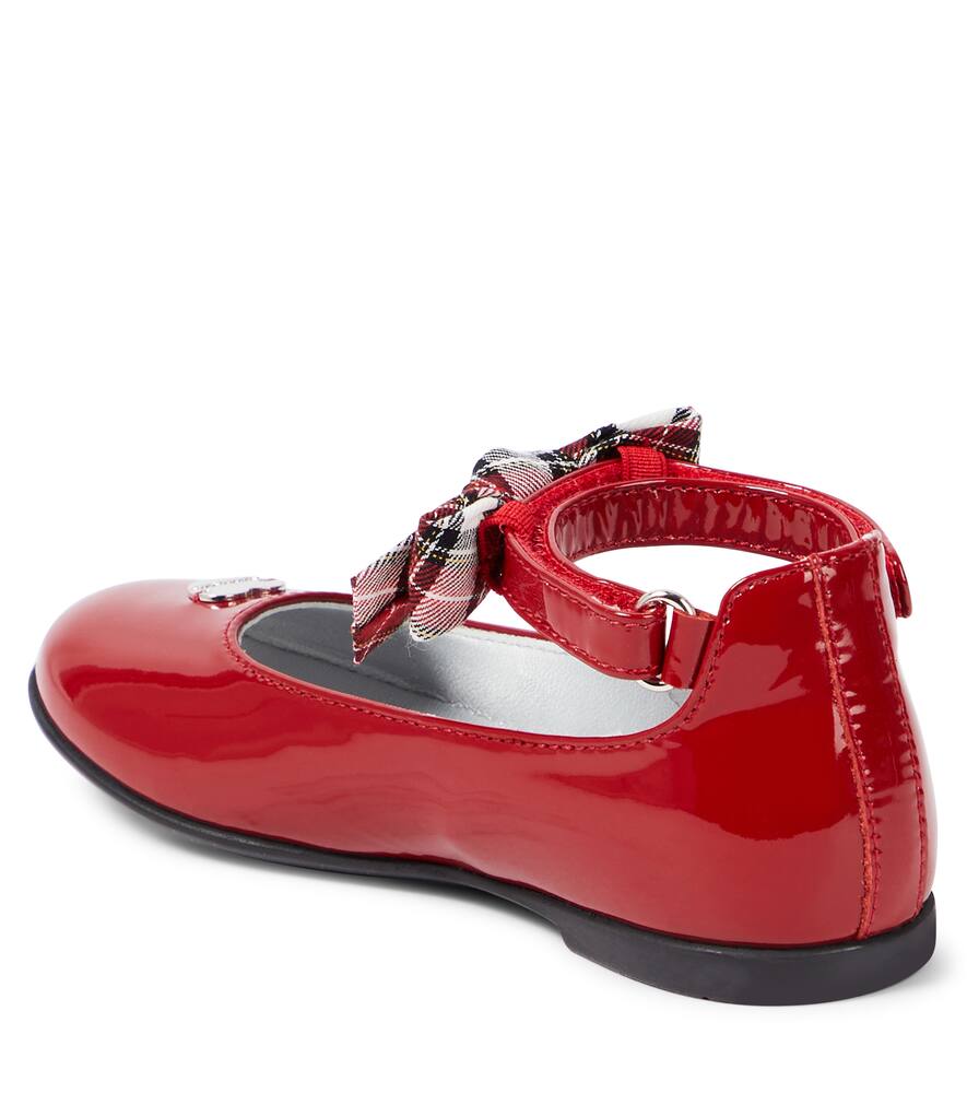 Monnalisa Bow-detail Patent Leather Ballet Flats In Red