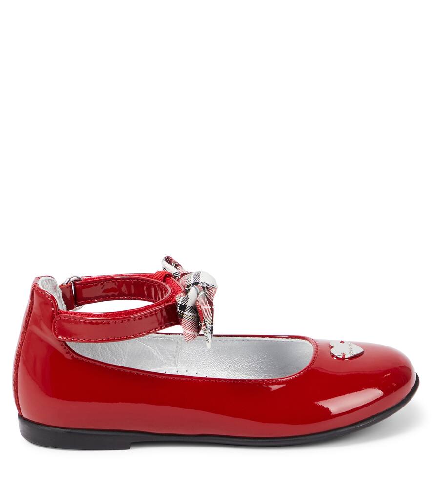Monnalisa Bow-detail Patent Leather Ballet Flats In Red