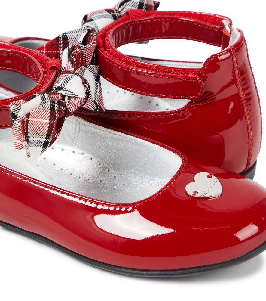 Monnalisa Bow-detail Patent Leather Ballet Flats In Red