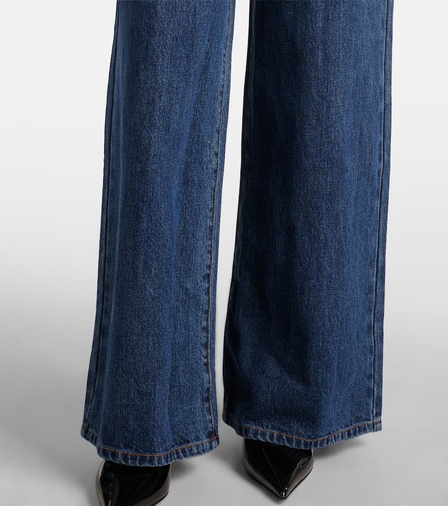 Self-Portrait Wide-leg denim jumpsuit