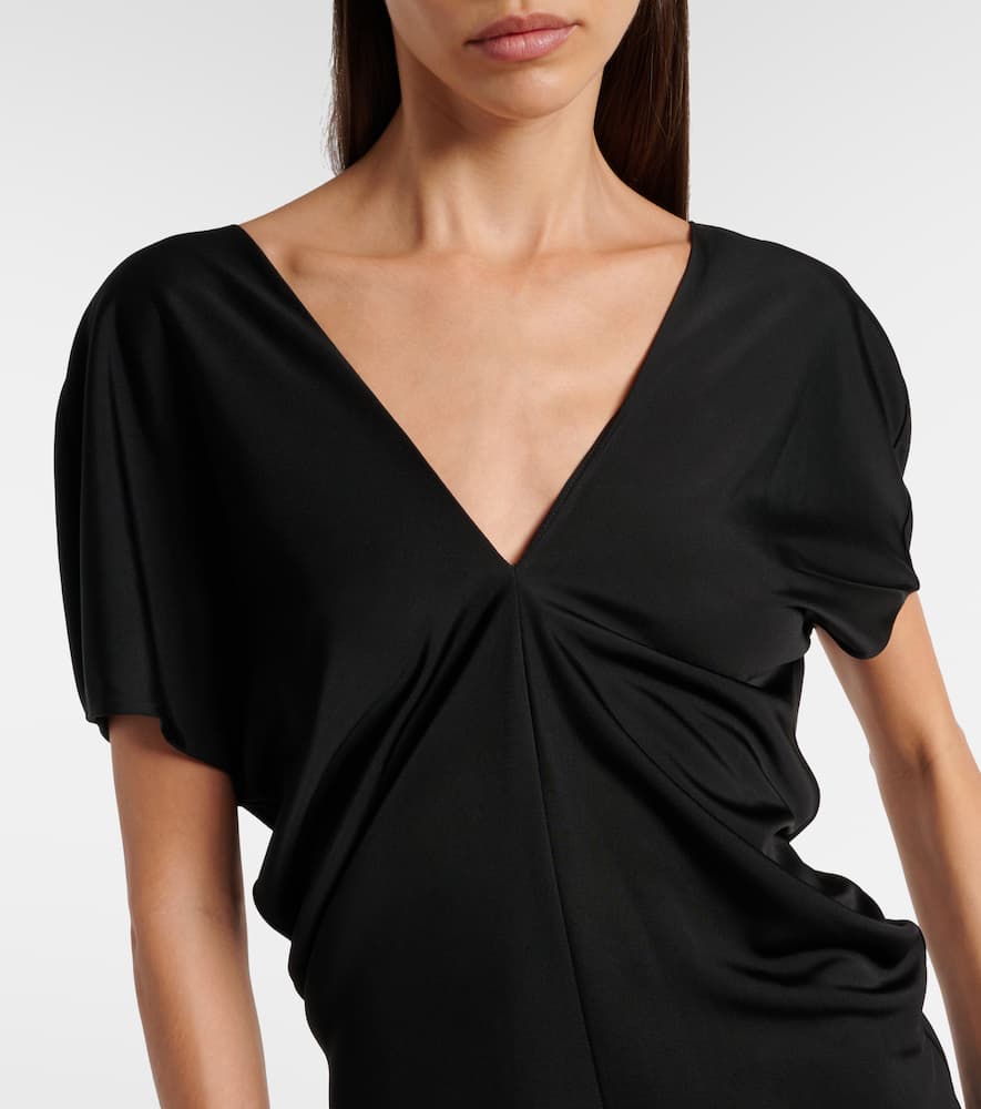 Khaite Ima Wool-blend Grain De Poudre Maxi Dress In Black