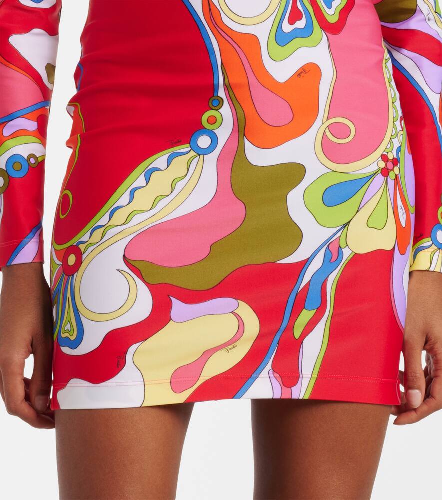 Pucci Orchidee Print High-neck Mini Dress In Multicoloured