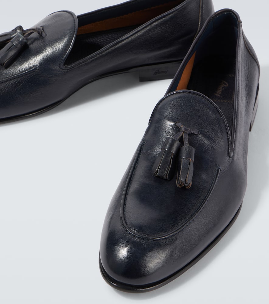 Brioni Leather Loafars In Blue
