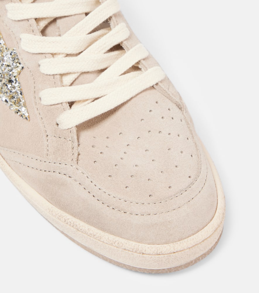 Golden Goose Ball Star Glitter Suede Sneakers In Beige
