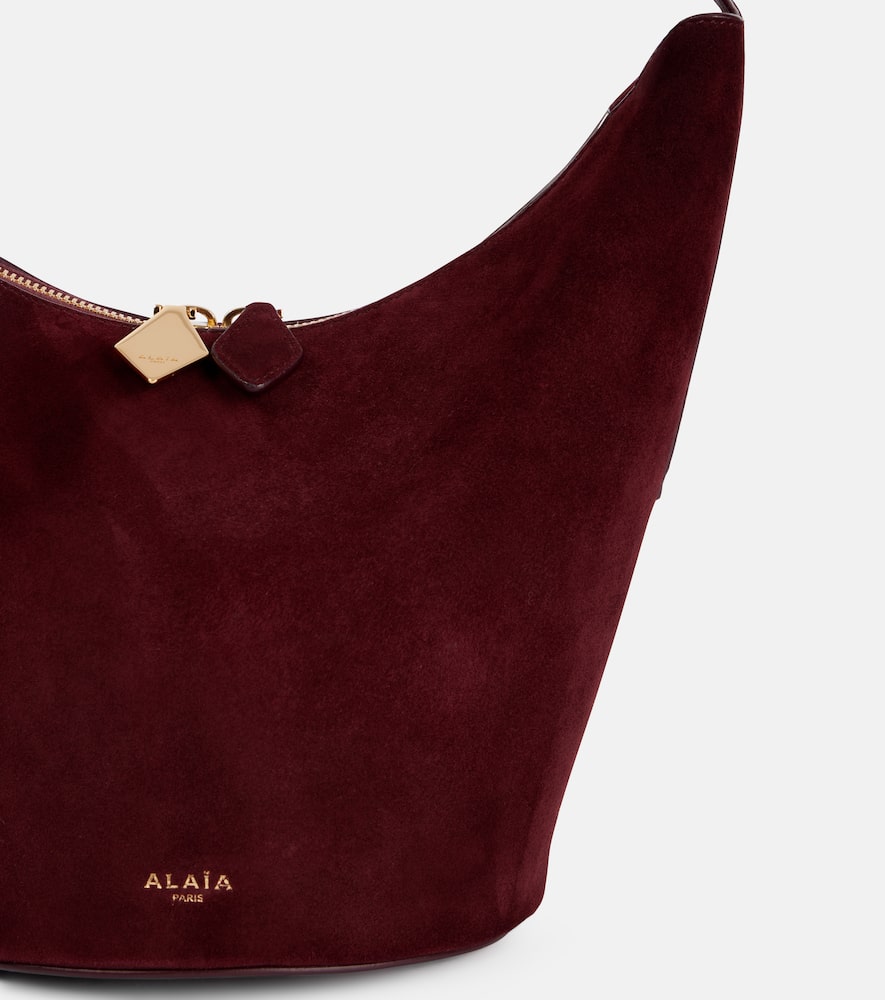 Alaïa Shape Small Suede And Leather Bucket Bag In Silver