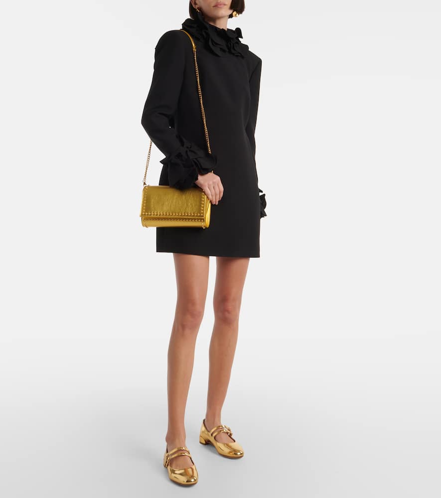 Christian Louboutin Paloma Spiked Metallic Leather Clutch In Gold