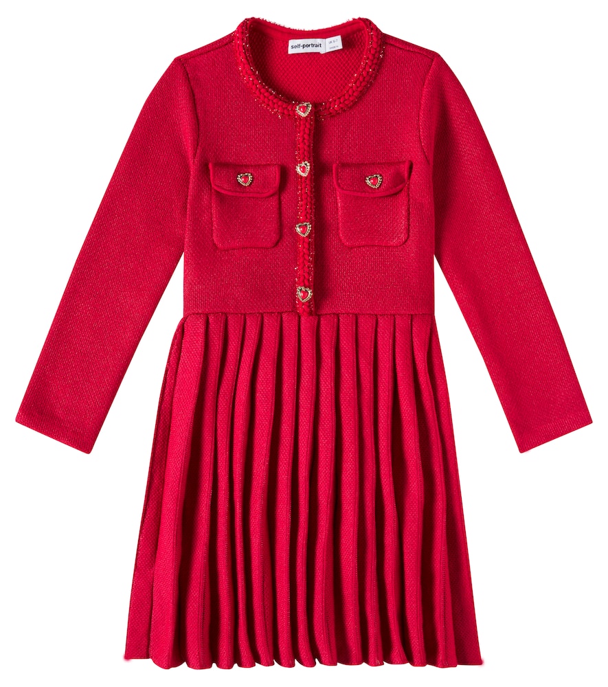 Self-Portrait Kids Embellished pleated dress