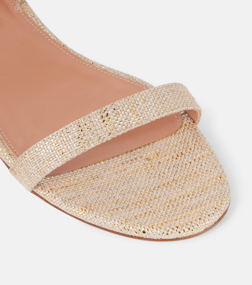 Aquazzura So Nude Woven Raffia And Metallic Leather Slingback Sandals In Gold