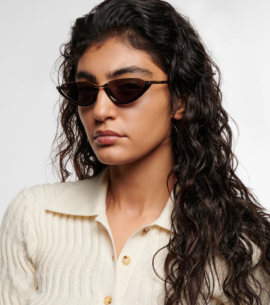 Bottega Veneta Cat-eye Acetate And Gold-tone Sunglasses In Black