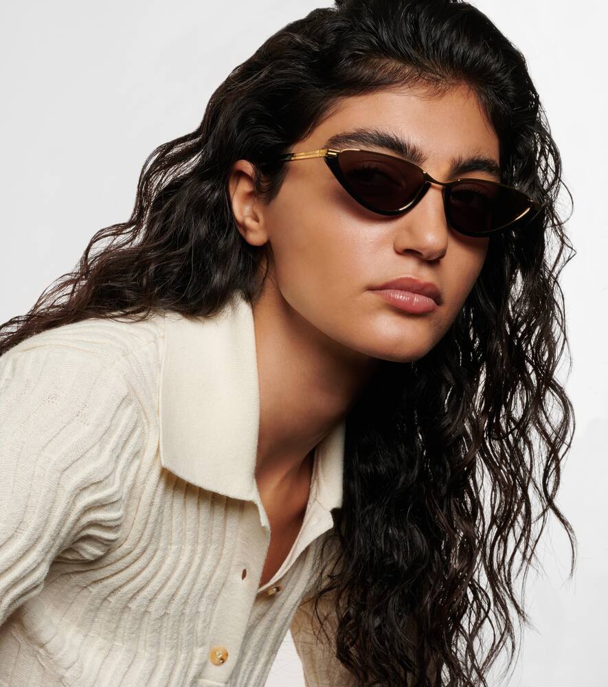 Bottega Veneta Cat-eye Acetate And Gold-tone Sunglasses In Black
