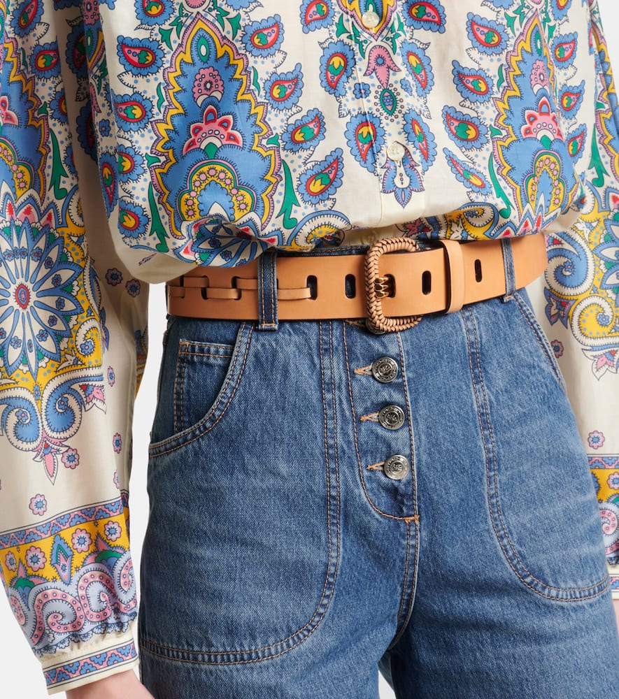 Etro Leather Belt In Beige