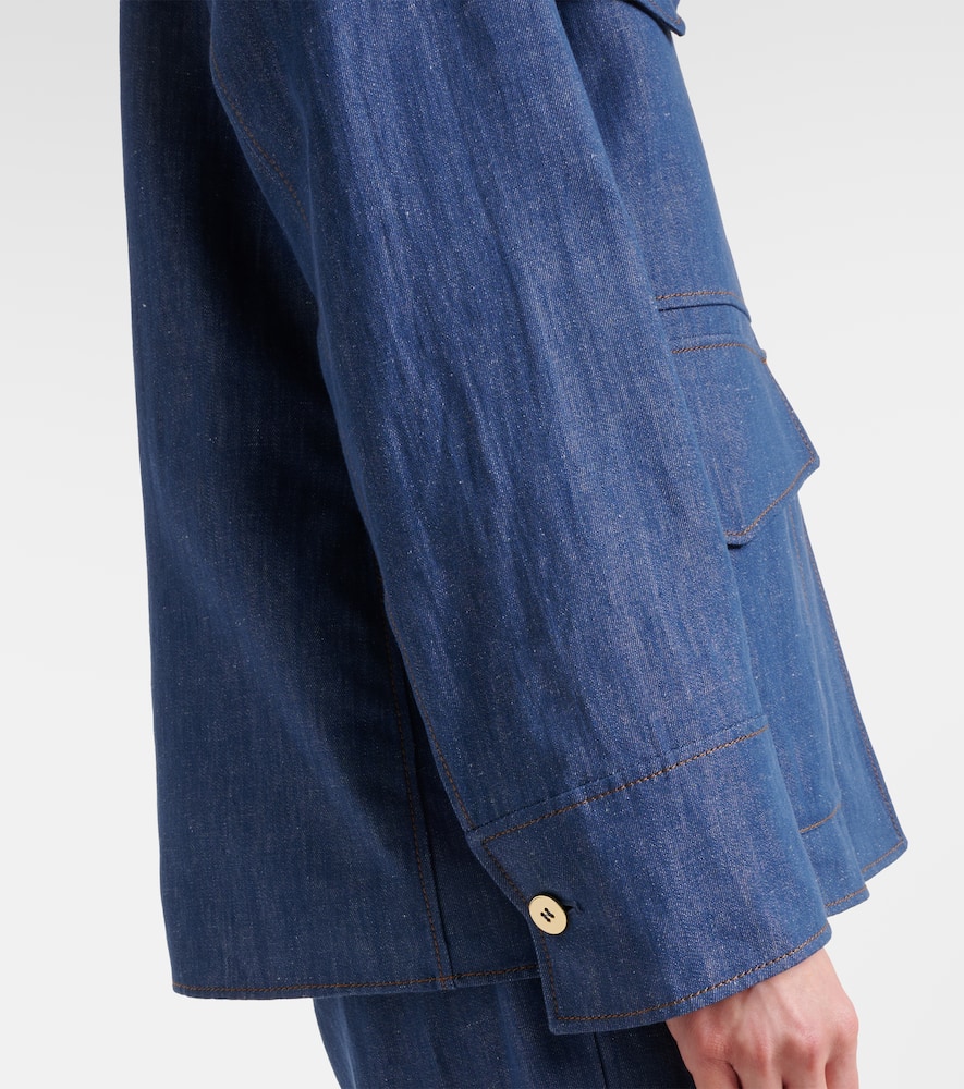Shop 's Max Mara Ginny Cotton And Linen Twill Jacket In Blue