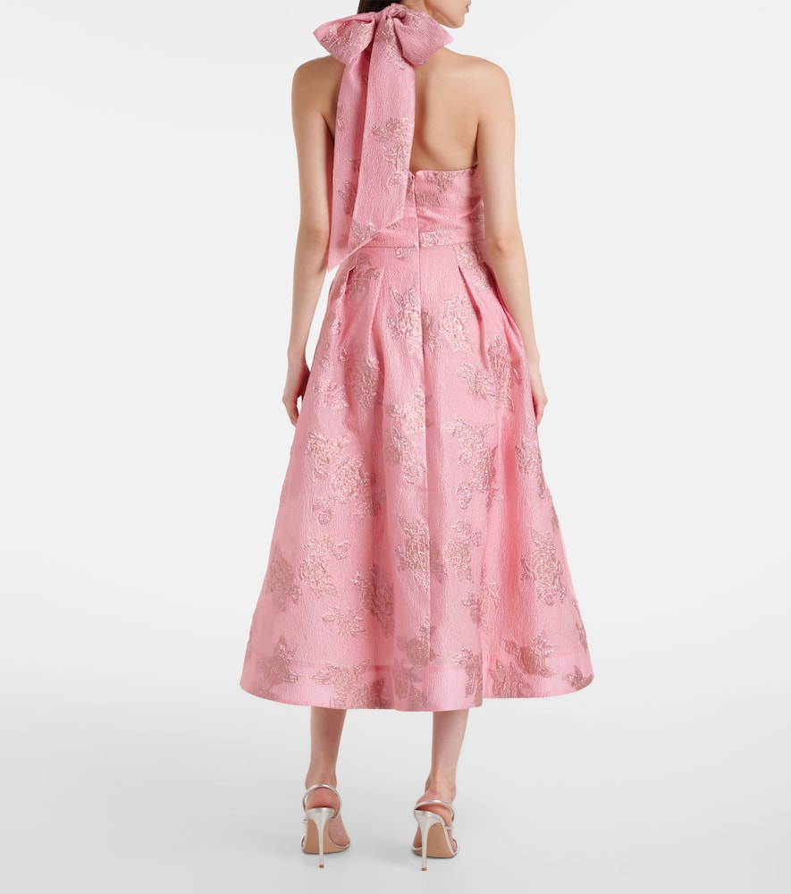 Rebecca Vallance Crepe Floral Embroidery Benette Midi Dress