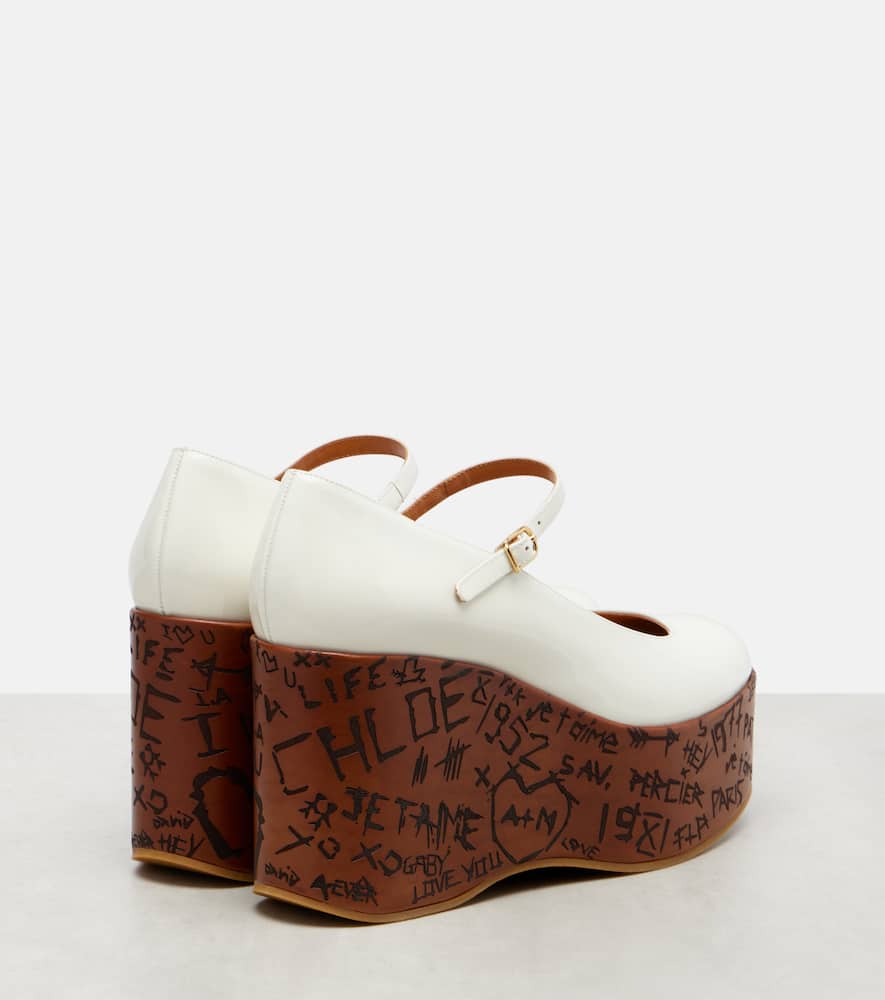 Chloé Maxime Leather Mary Jane Wedge Pumps In White