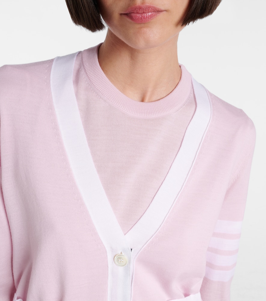 Thom Browne V-neck 4-bar Fine Merino Wool Cardigan In Pink