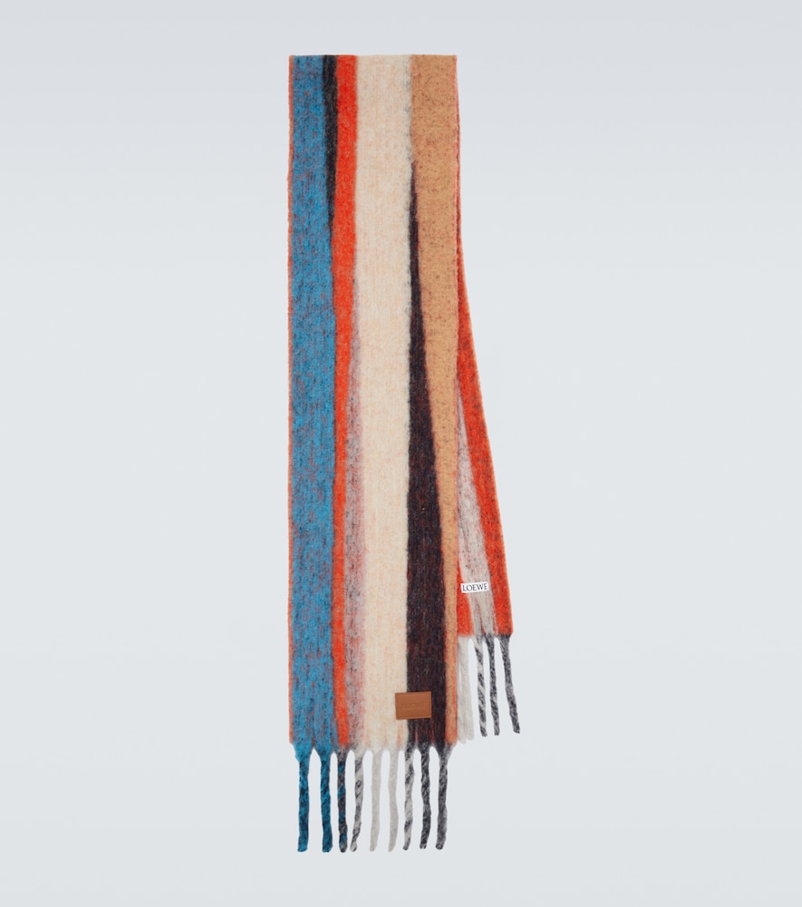 Loewe Fringed striped alpaca-blend scarf